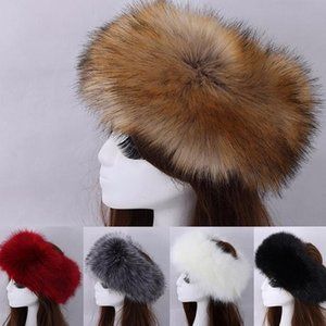 2 PCS Womens Faux Fox Fur Ski Hat Headband Winter Warm